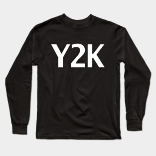 Y2K Minimal Typography White Text Long Sleeve T-Shirt